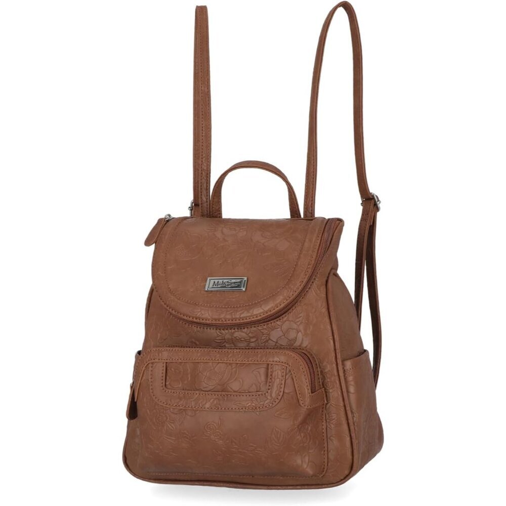 Chic Pecan Flowers Backpack with 5 Pockets - Perfect for Laptops and Essentials